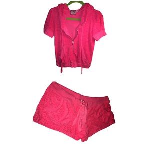 Pink Juicy Couture Terrycloth Hearts Hoodie/Shorts